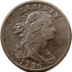 1796 US penny value, draped bust, reverse of 1794