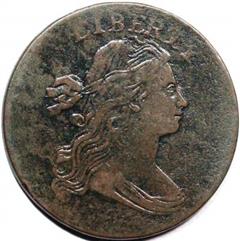 1796 US penny value, draped bust, reverse of 1795