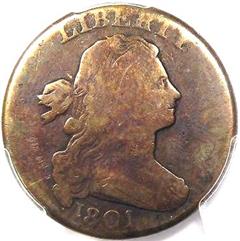1801 US penny value, draped bust, 3 errors