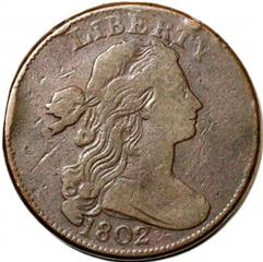 1802 US penny value, draped bust, 1 over 000
