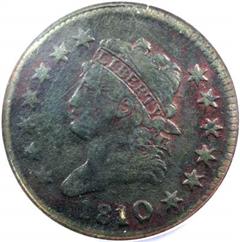 1810 USA Classic Head penny, 10/09 overdate