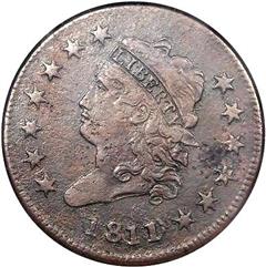 1811 USA Classic Head penny, 1/0 overdate