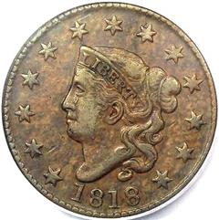 1818 USA penny value, coronet head