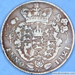 1821 UK sixpence value, George IV, BBITANNIAR