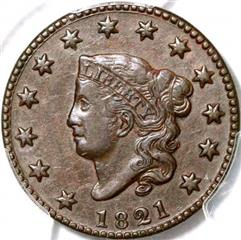 1821 USA penny value, coronet head