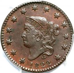 1822 USA penny value, coronet head