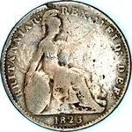 1823 UK farthing value, George IV, I for 1