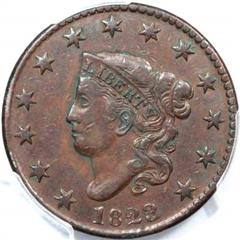 1823 USA penny value, coronet head, 3 over 2