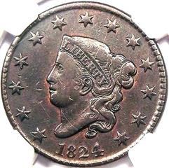 1824 USA penny value, coronet head