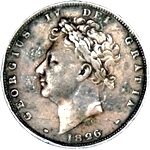 1826 UK farthing value, George IV, laureate head, I for 1
