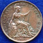 1826 UK farthing value, George IV, draped bust