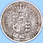 1826 UK sixpence value, George IV, laureate head, garter reverse