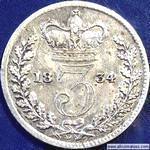 1834 UK threepence value, William IV