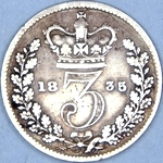 1835 UK threepence value, William IV