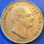 1837 UK halfpenny value, William IV