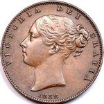 1838 UK farthing value, Victoria, young head, DEF.