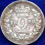 1838 UK twopence value, Victoria