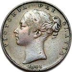1841 UK farthing value, Victoria, young head