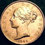 1841 UK halfpenny value, Victoria, young head