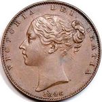Queen Victoria era UK farthing values, young head, pg1 (1838 to 1849)