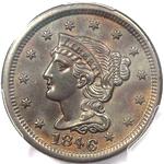 Braided hair USA one cent values, page 2, 1846 to 1851