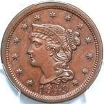 1849 USA one cent value, braided hair