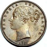 1850 UK farthing value, Victoria, young head
