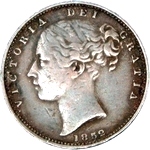 1852 UK farthing value, Victoria, young head