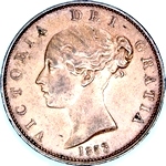 1853 UK halfpenny value, Victoria, young head, 3 over 2