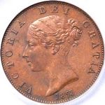 1853 UK halfpenny value, Victoria, young head