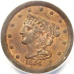 1854 USA Braided Hair half cent
