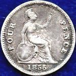 1855 UK fourpence (groat) value, Victoria, young head