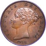 1855 UK halfpenny value, Victoria, young head