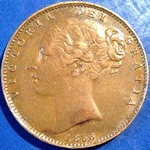 1856 UK farthing value, Victoria, young head