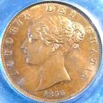 1858 UK halfpenny value, Victoria, young head