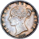 1859 UK halfpenny value, Victoria, young head