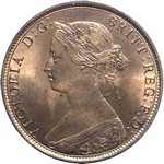 Queen Victoria era UK halfpenny values, bun head, pg1 (1860 to 1875)