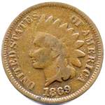 1869 US penny, Indian Head, normal date