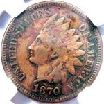 1870 US penny, Indian Head, bold N