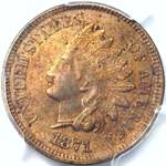 1871 US penny, Indian Head, bold N