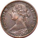 1875 h UK farthing value, Victoria, bun head, 5 over 2