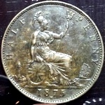 1875 H UK halfpenny value, Victoria, bun head