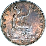 1880 UK halfpenny value, Victoria, bun head