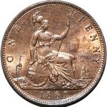 1881 (L) UK penny value, Victoria, bun head