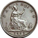 1882 h UK farthing value, Victoria, bun head