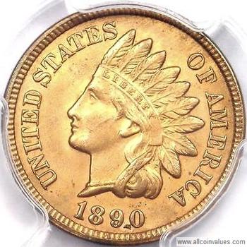 US Indian Head penny, 1873 to 1890