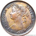 1881 h UK farthing value, Victoria, bun head, H left