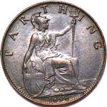 1898 UK farthing value, Victoria, old veiled head