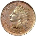1901 US penny, Indian head