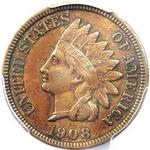 1908 P US penny, Indian head